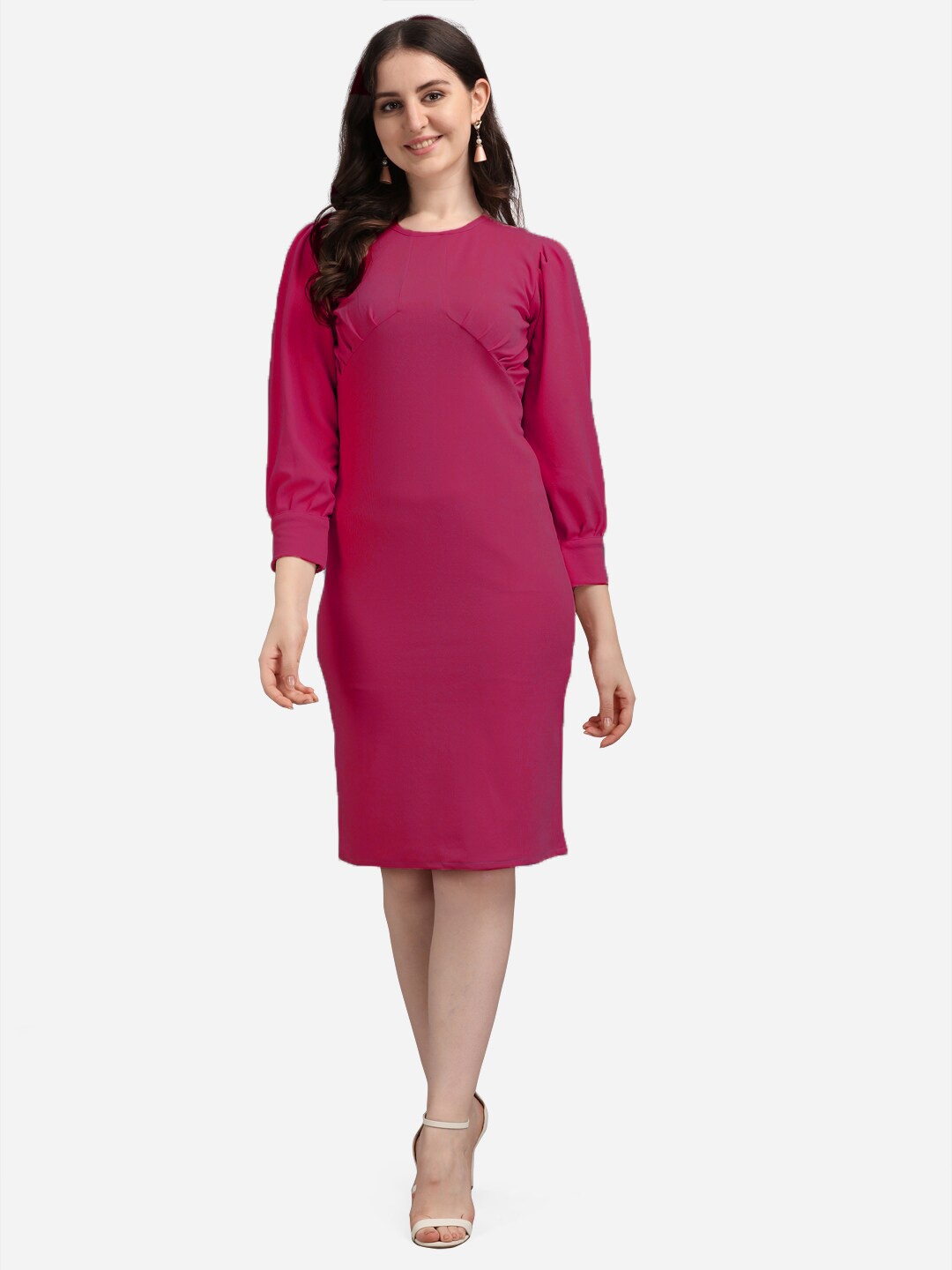 

PURVAJA Women Pink Solid Sheath Dress