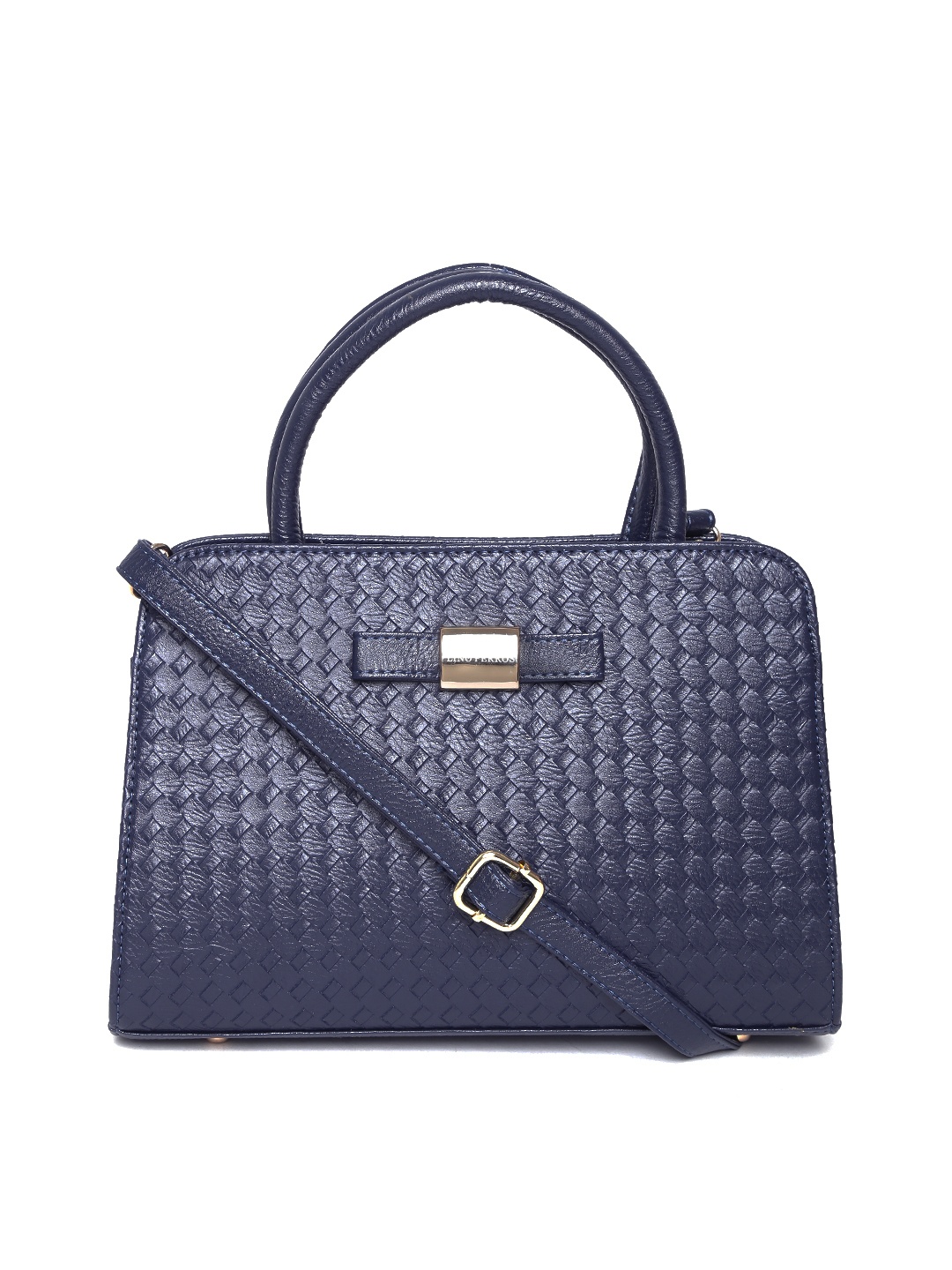

Lino Perros Navy Basketweave Handbag with Sling Strap, Navy blue