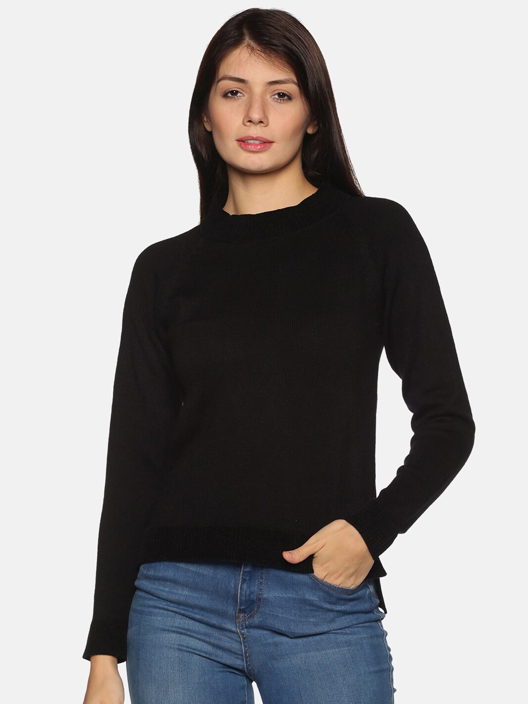 

BEVERLY BLUES Women Black Acrylic Pullover