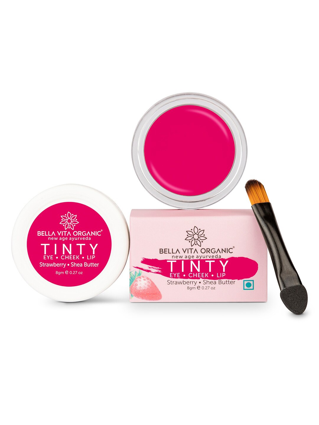 

Bella Vita Organic Strawberry 3 in 1 Tinty for Lips, Cheeks & Eyelids, Pink