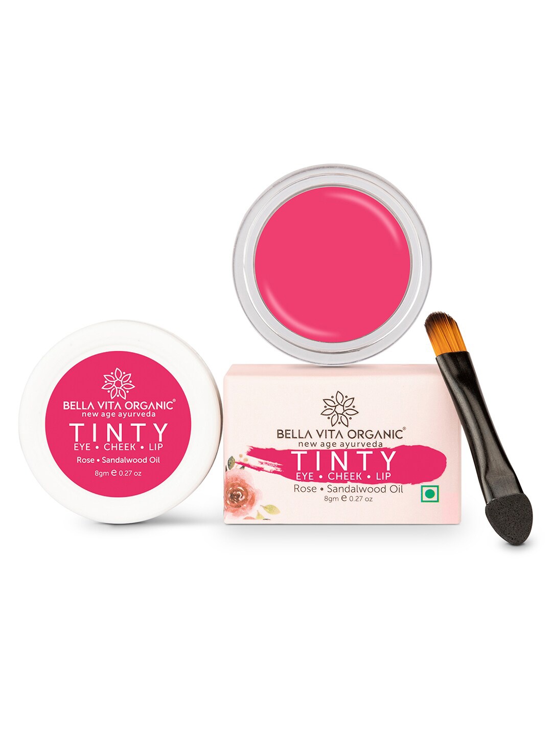 

Bella Vita Organic Women Rose 3 in 1 Tinty for Lips, Cheeks & Eyeslids- 8 gm, Pink