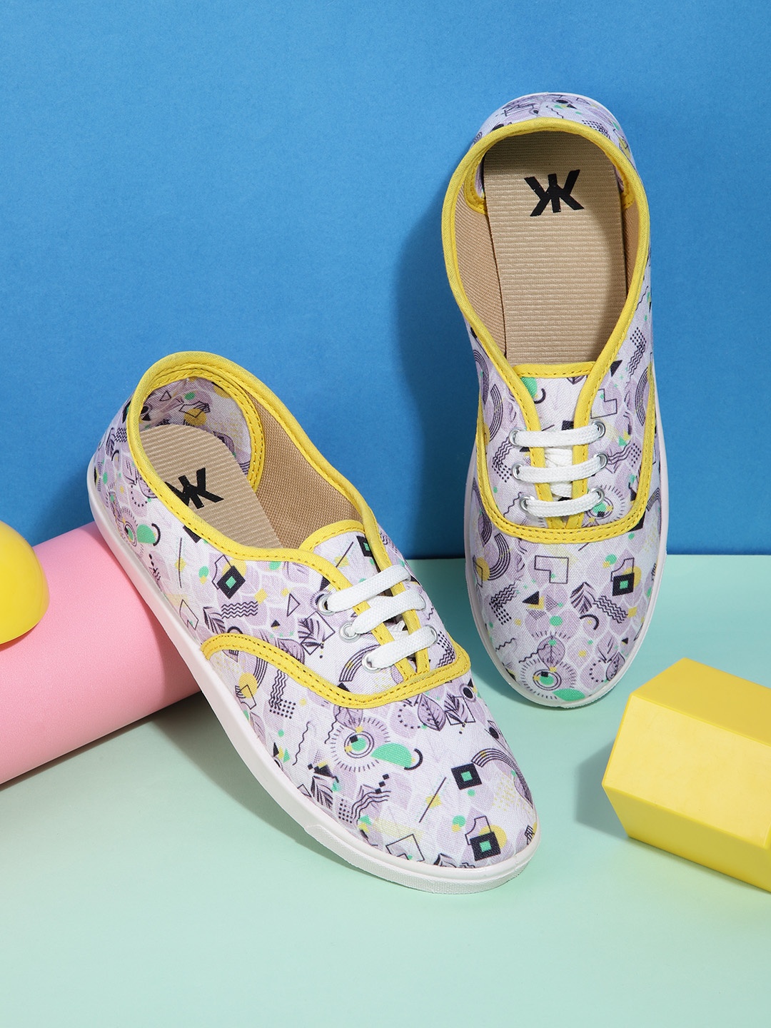 

Kook N Keech Women Lavender & Yellow Printed Sneakers