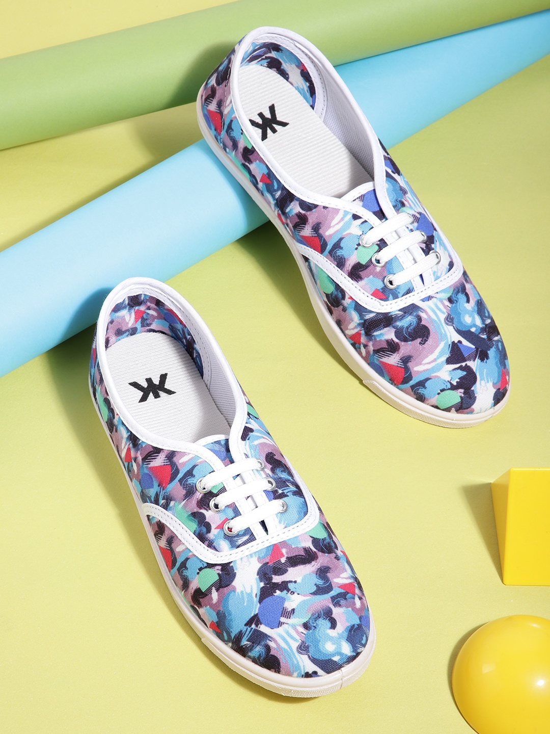 

Kook N Keech Women Blue & White Printed Sneakers