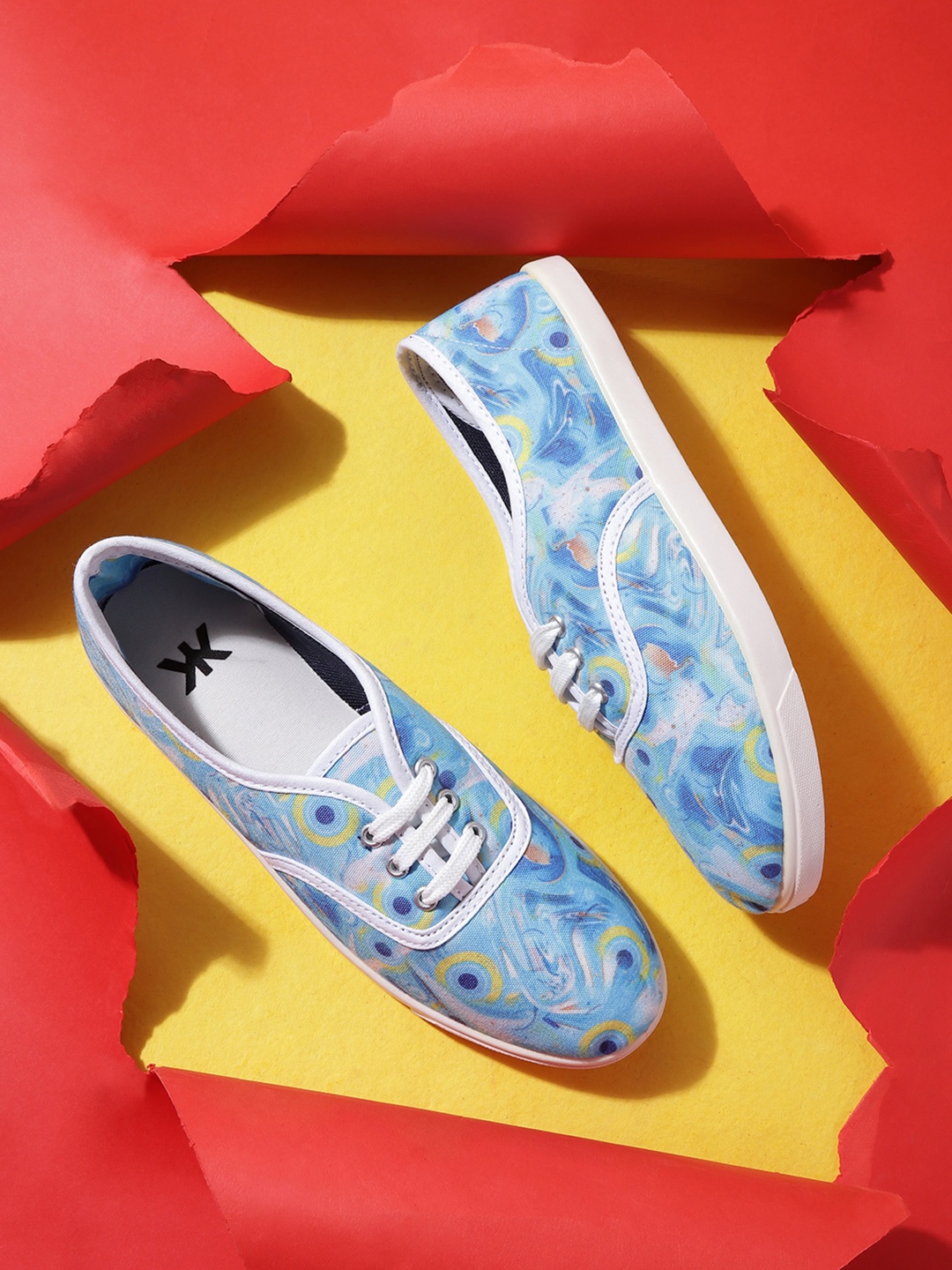 

Kook N Keech Women Blue & White Printed Sneakers