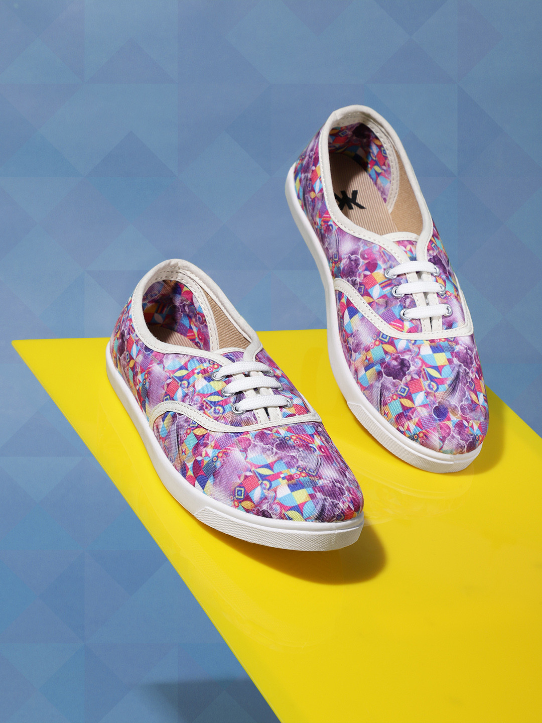 

Kook N Keech Women Purple & Blue Geometric Printed Sneakers