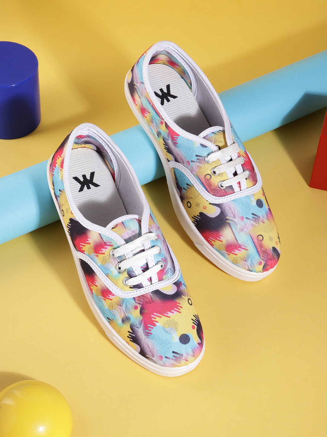 

Kook N Keech Women Blue & Yellow Printed Sneakers