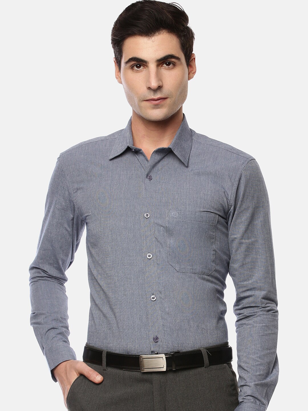 

Jansons Men Grey Melange Opaque Pure Cotton Formal Shirt
