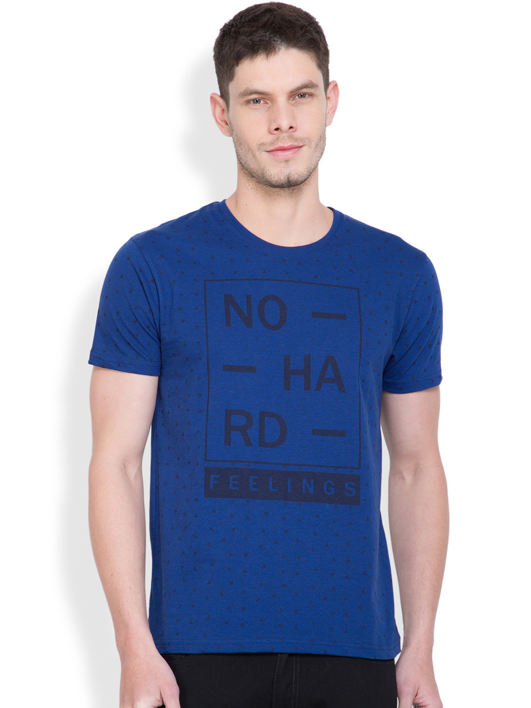 

LOCOMOTIVE Men Blue Printed Round Neck T-Shirt