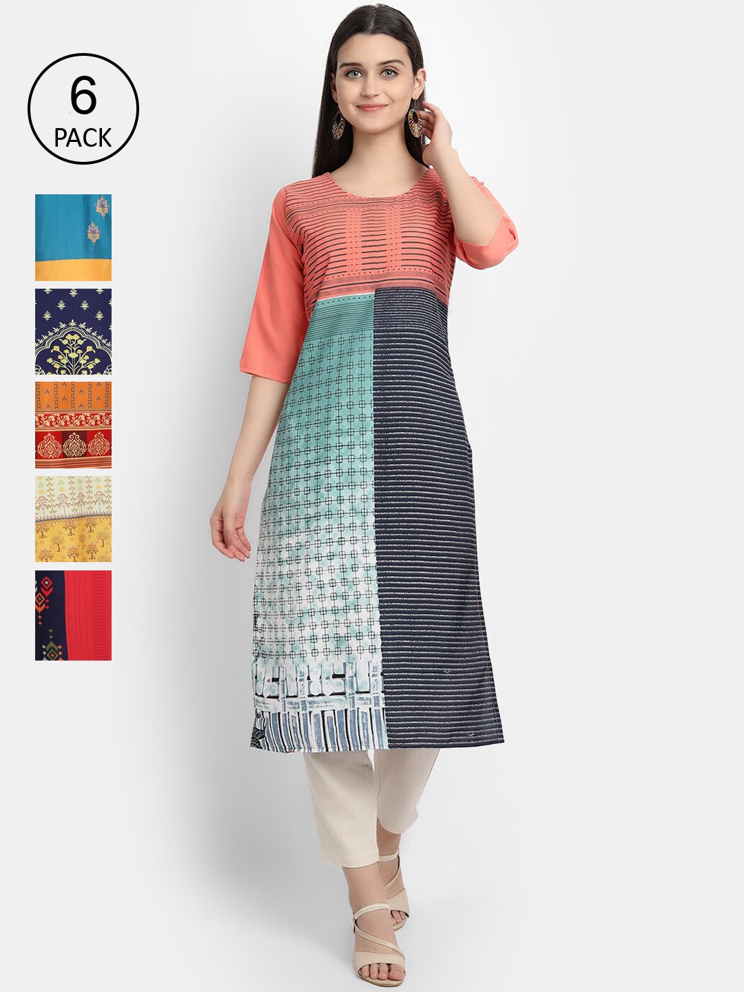 

7Threads Women Multicoloured Printed Crepe Kurta, Multi
