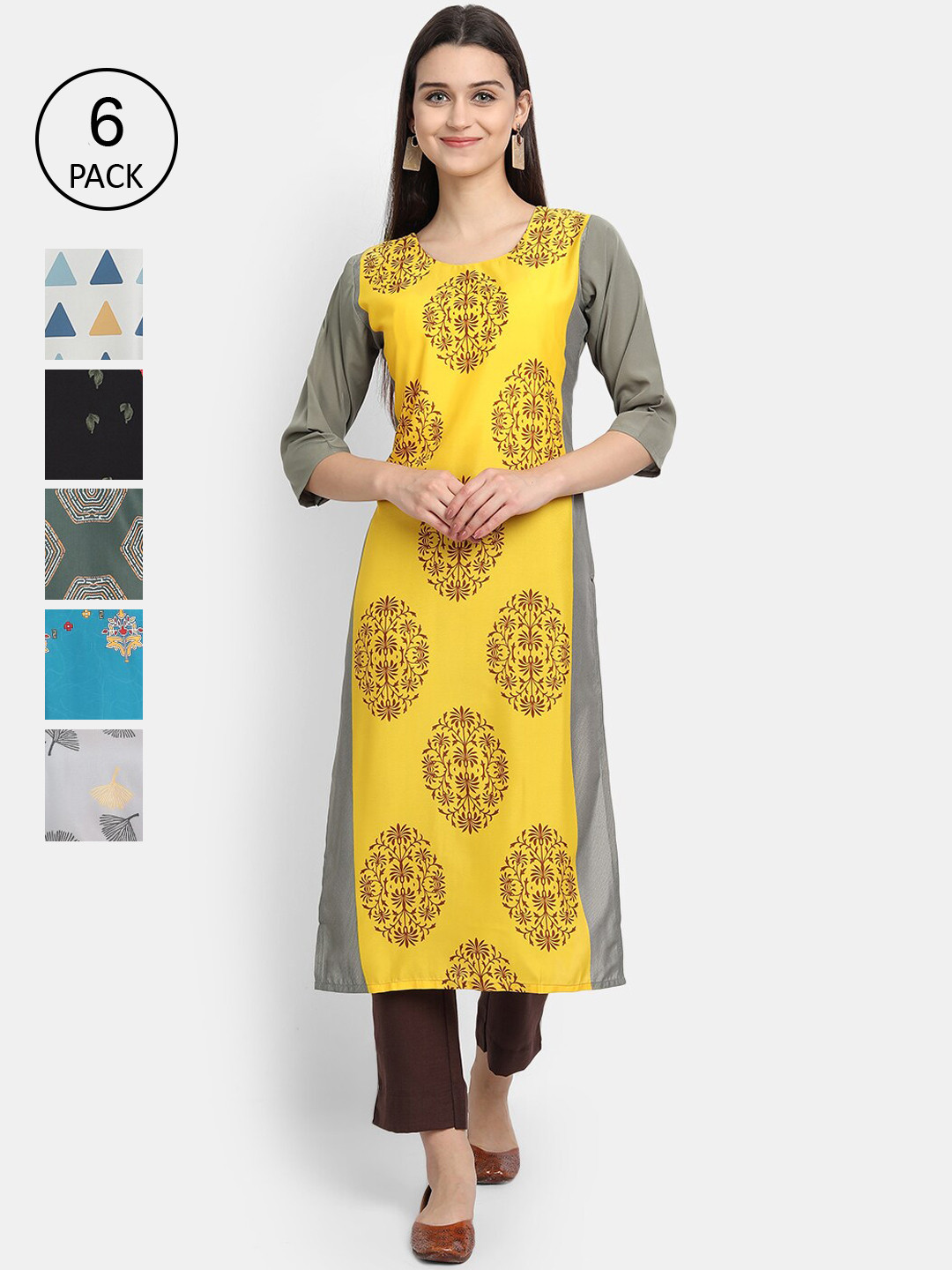 

7Threads Women Multicoloured Ethnic Motifs Printed Crepe Kurta, Multi