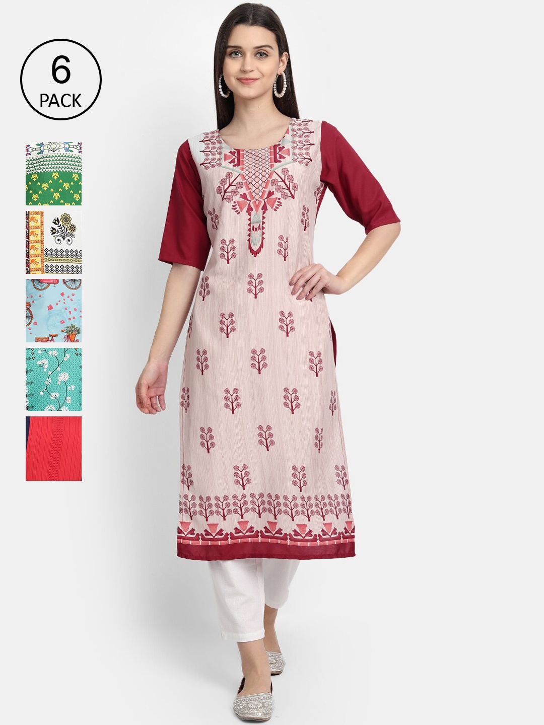 

7Threads Women Green & Black Ethnic Motifs Printed Thread Work Crepe Kurta