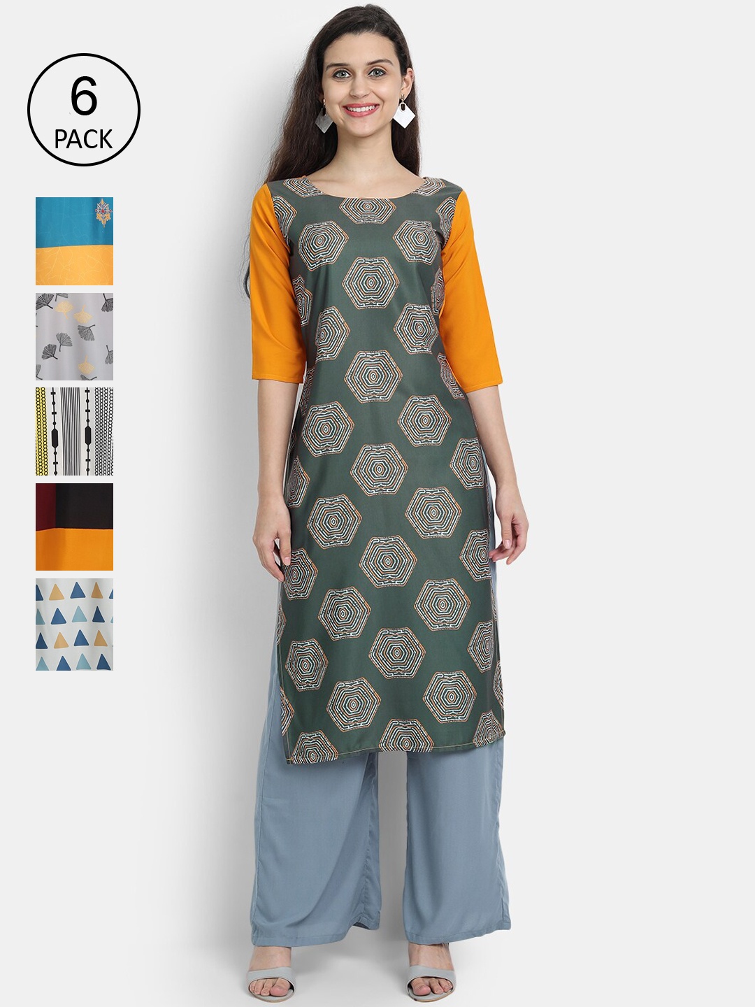 

7Threads Women Teal & Black Ethnic Motifs Printed Crepe Kurta