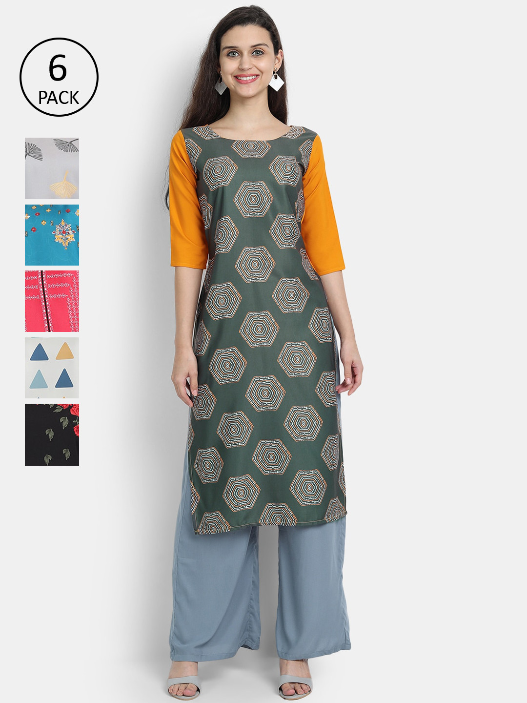 

7Threads Women Multicoloured Ethnic Motifs Printed Thread Work Crepe Kurta, Multi