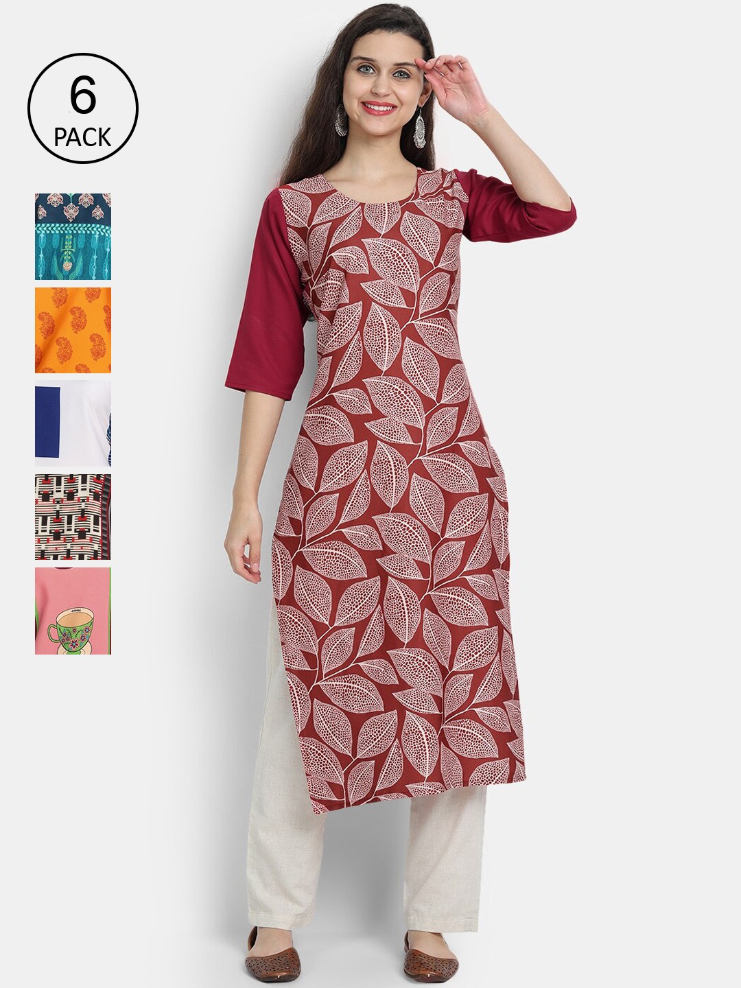 

7Threads Women Multicoloured Ethnic Motifs Embroidered Flared Sleeves Thread Work Crepe Kurta, Multi