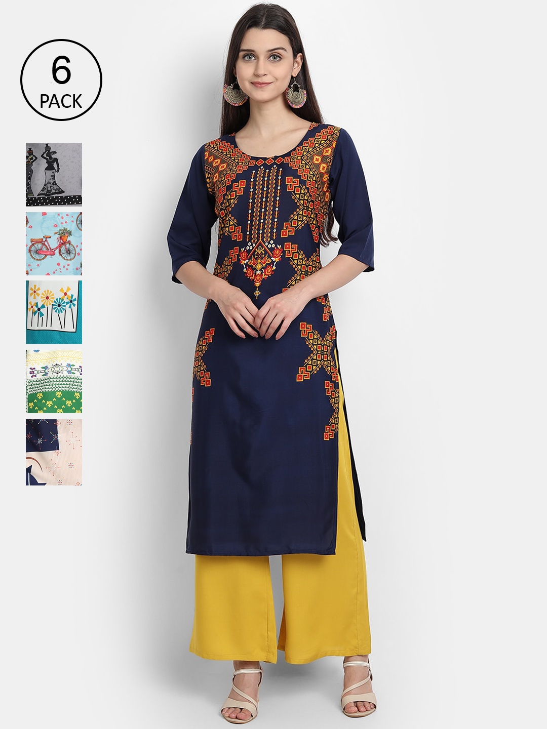 

7Threads Women Multicoloured Floral Embroidered Thread Work Crepe Kurta, Multi