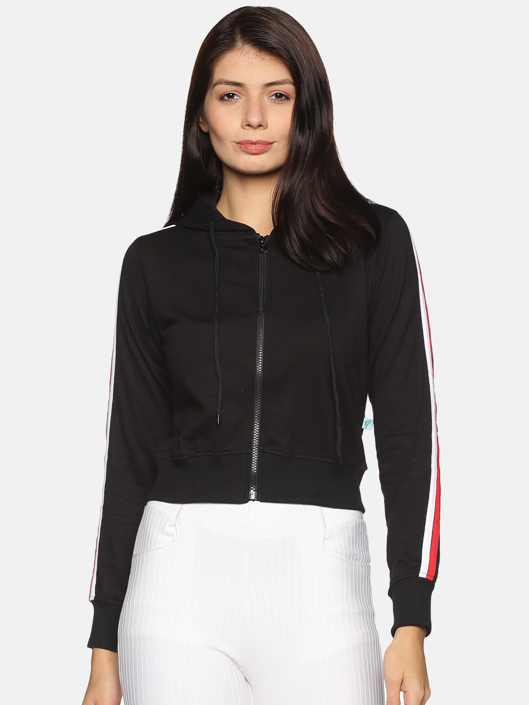 

BEVERLY BLUES Women Black Hooded Sweatshirt