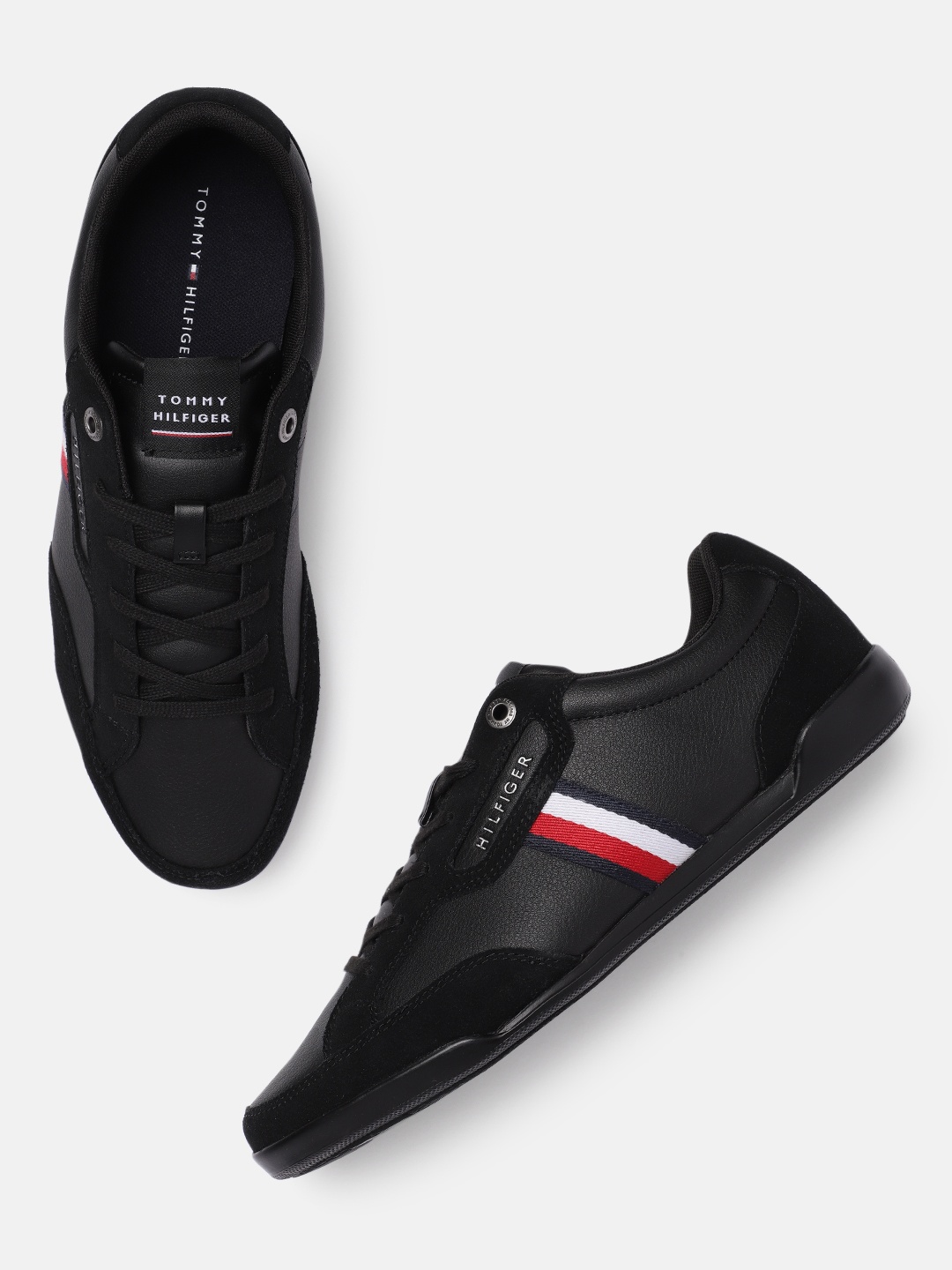 

Tommy Hilfiger Men Black Leather Sneakers