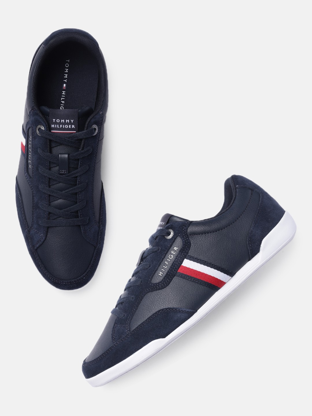 

Tommy Hilfiger Men Navy Blue Leather Sneakers