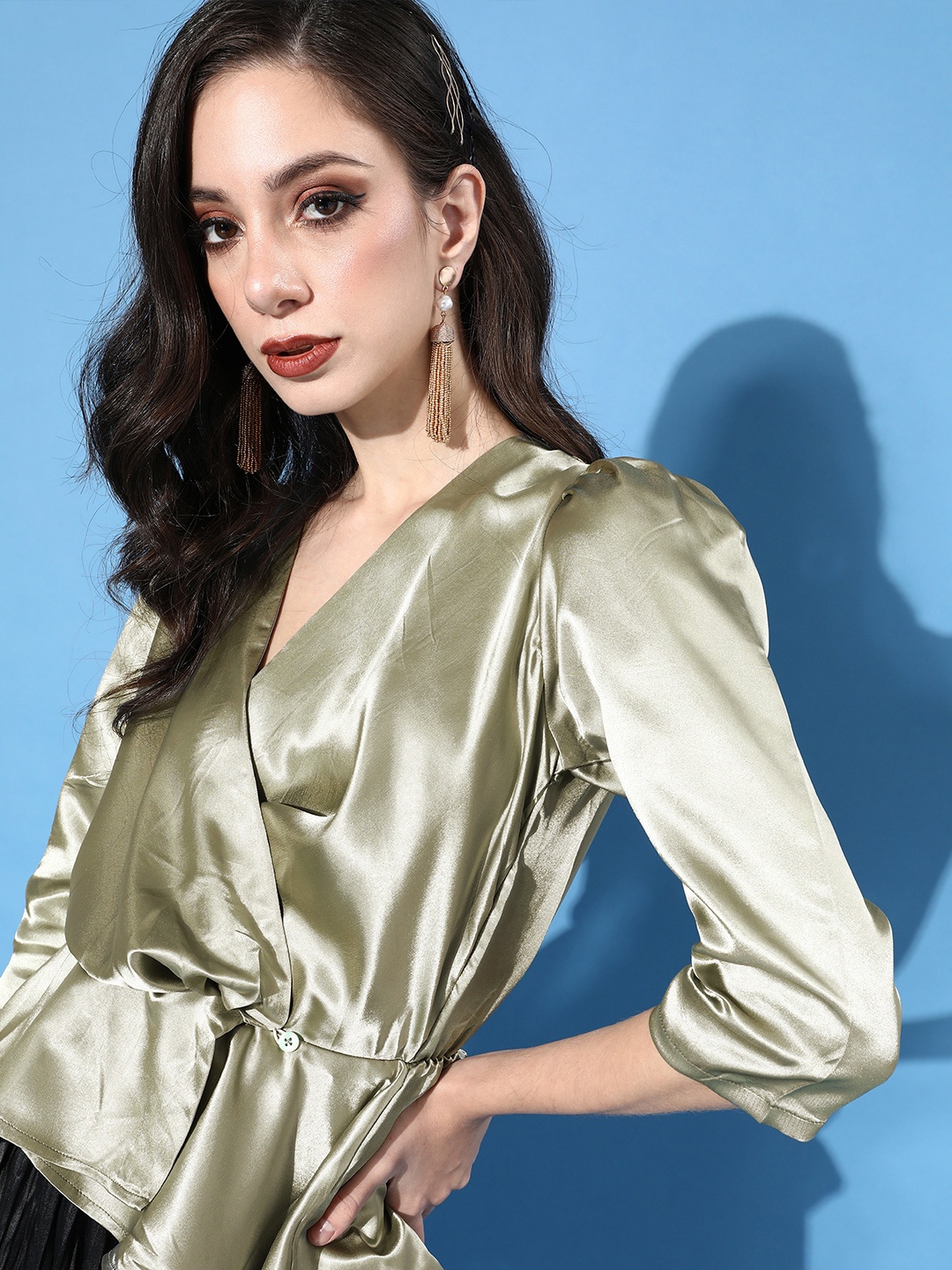 

Cation Women Nude Solid Satin Top