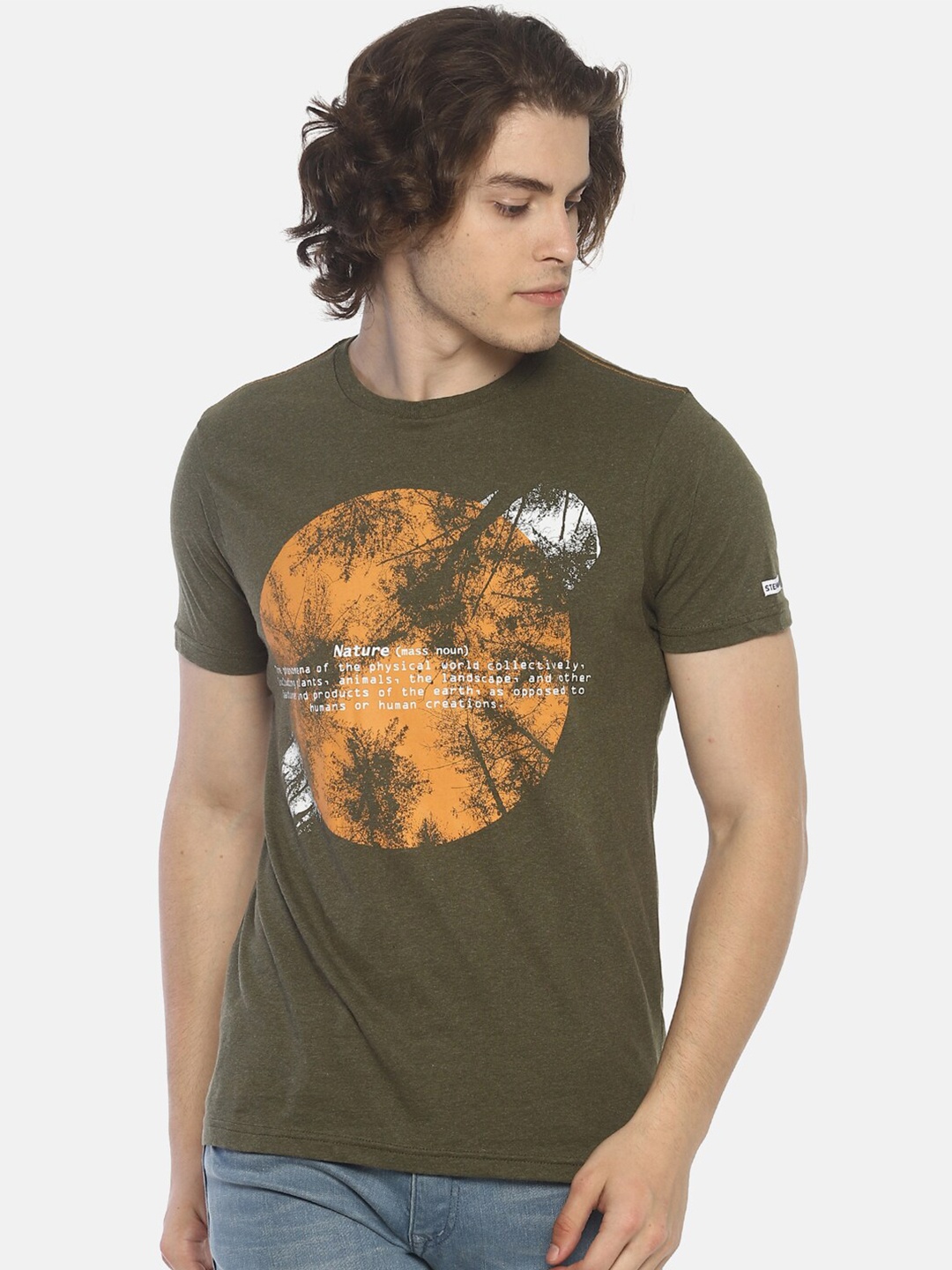 

Steenbok Men Green Printed Slim Fit T-shirt