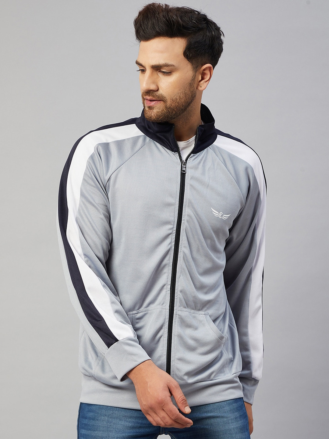 

CHROME & CORAL Men Grey Lightweight Training or Gym Sporty Jacket