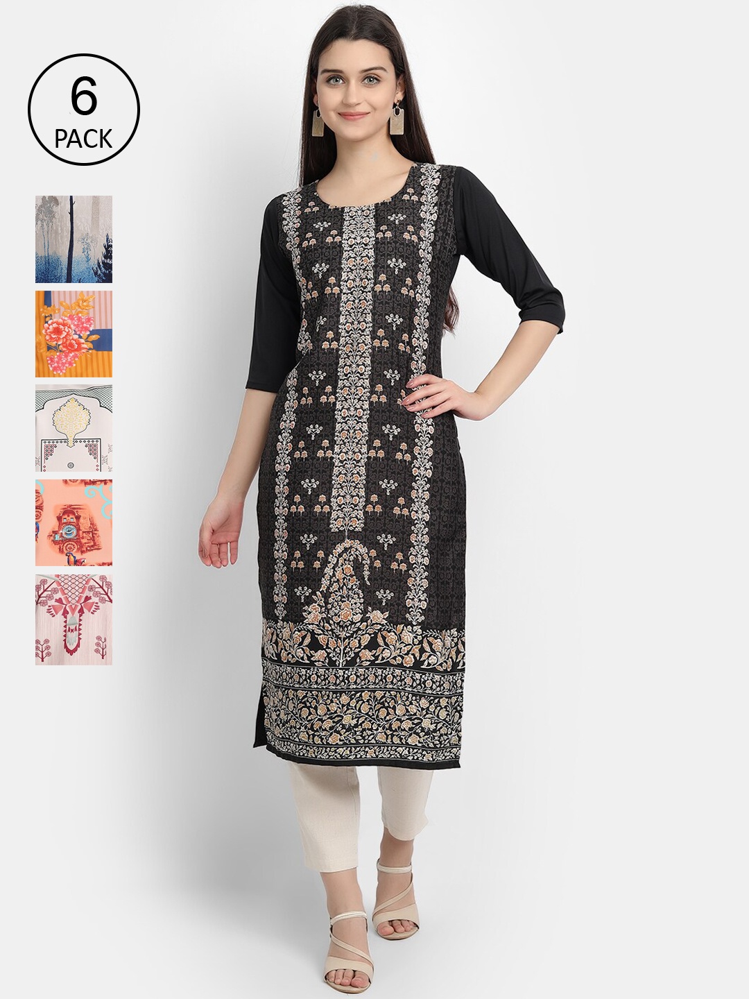 

7Threads Women Multicoloured & tap shoe Ethnic Motifs Printed Crepe Kurta, Multi