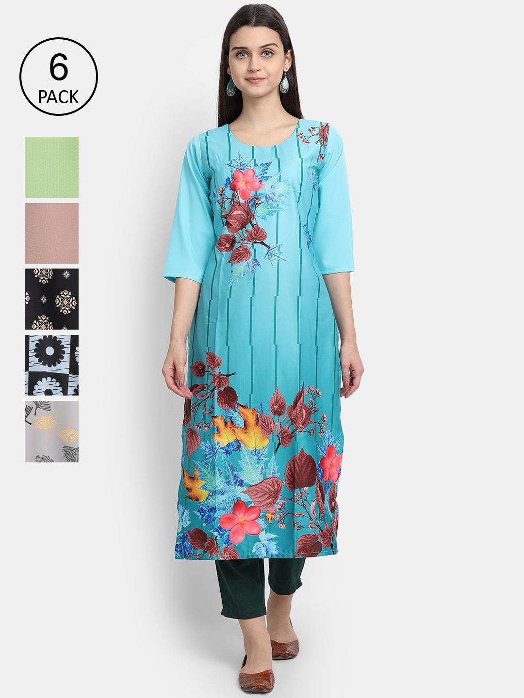 

7Threads Women Multicoloured Embroidered Crepe Kurta, Multi