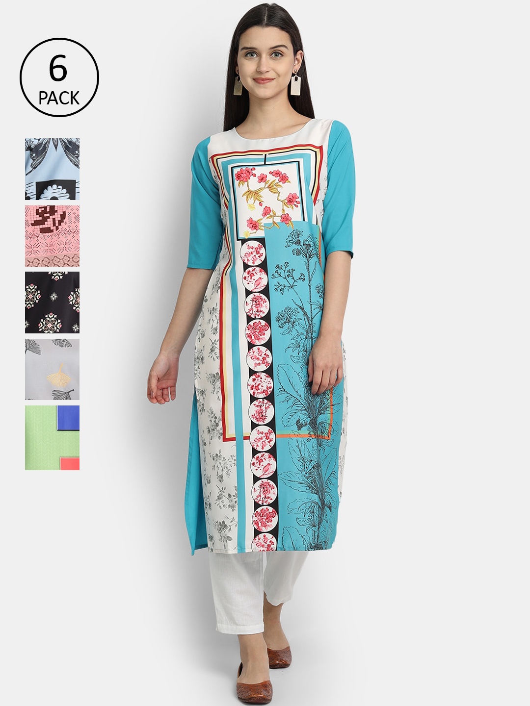 

7Threads Women Multicoloured Floral Printed Crepe Kurta, Multi
