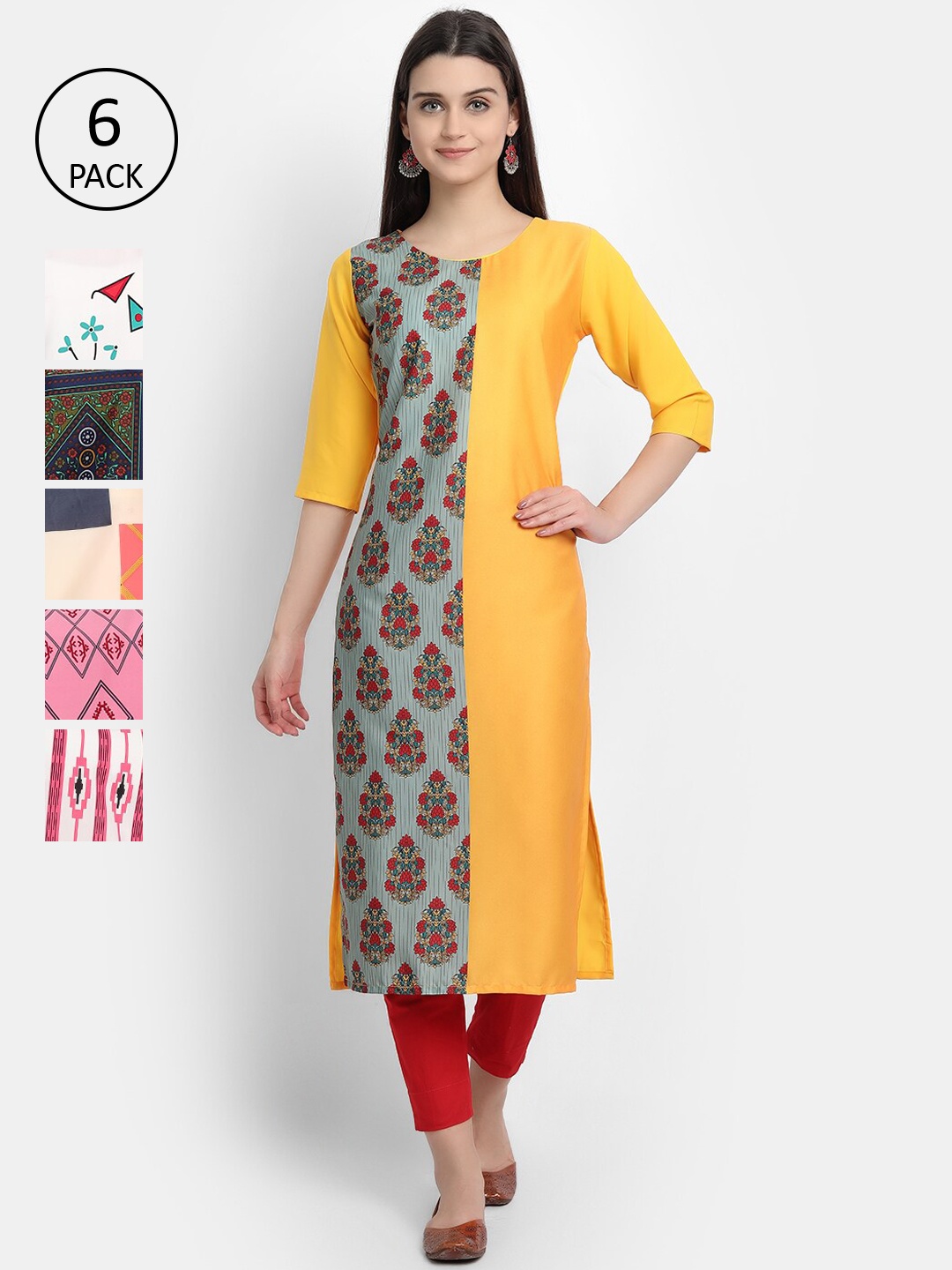 

7Threads Women Multicoloured Printed Crepe Kurta, Multi