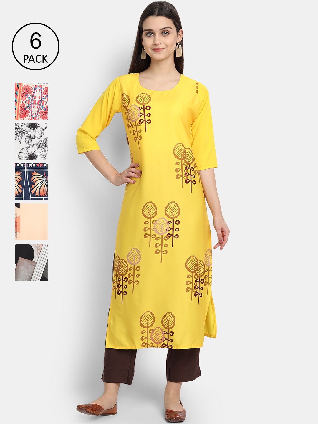 

7Threads Women Multicoloured Ethnic Motifs Printed Thread Work Crepe Kurta, Multi
