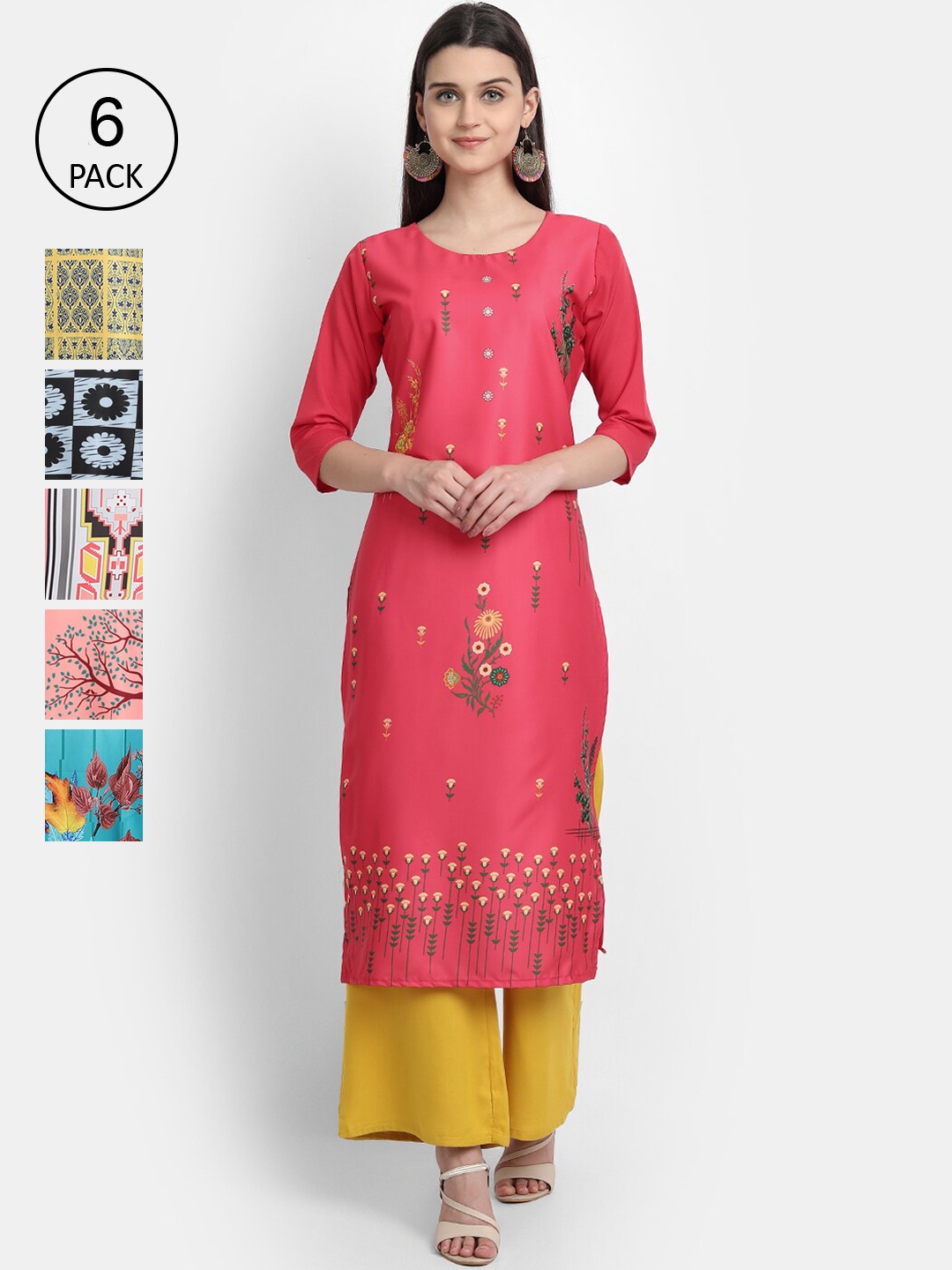 

7Threads Women Multicoloured Ethnic Motifs Printed Thread Work Crepe Kurta, Multi