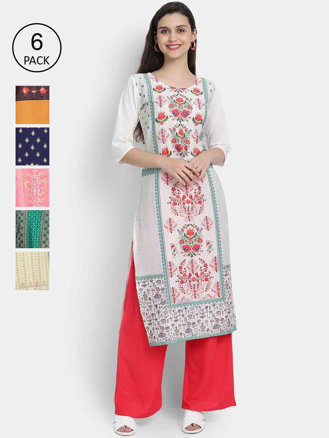 

7Threads Women Multicoloured Ethnic Motifs Embroidered Thread Work Crepe Kurta, Multi