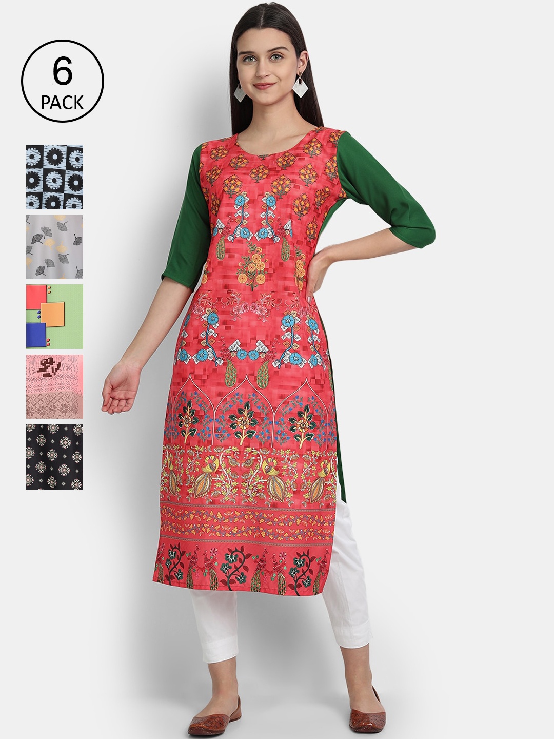 

7Threads Women Multicoloured Ethnic Motifs Printed Crepe Kurta, Multi
