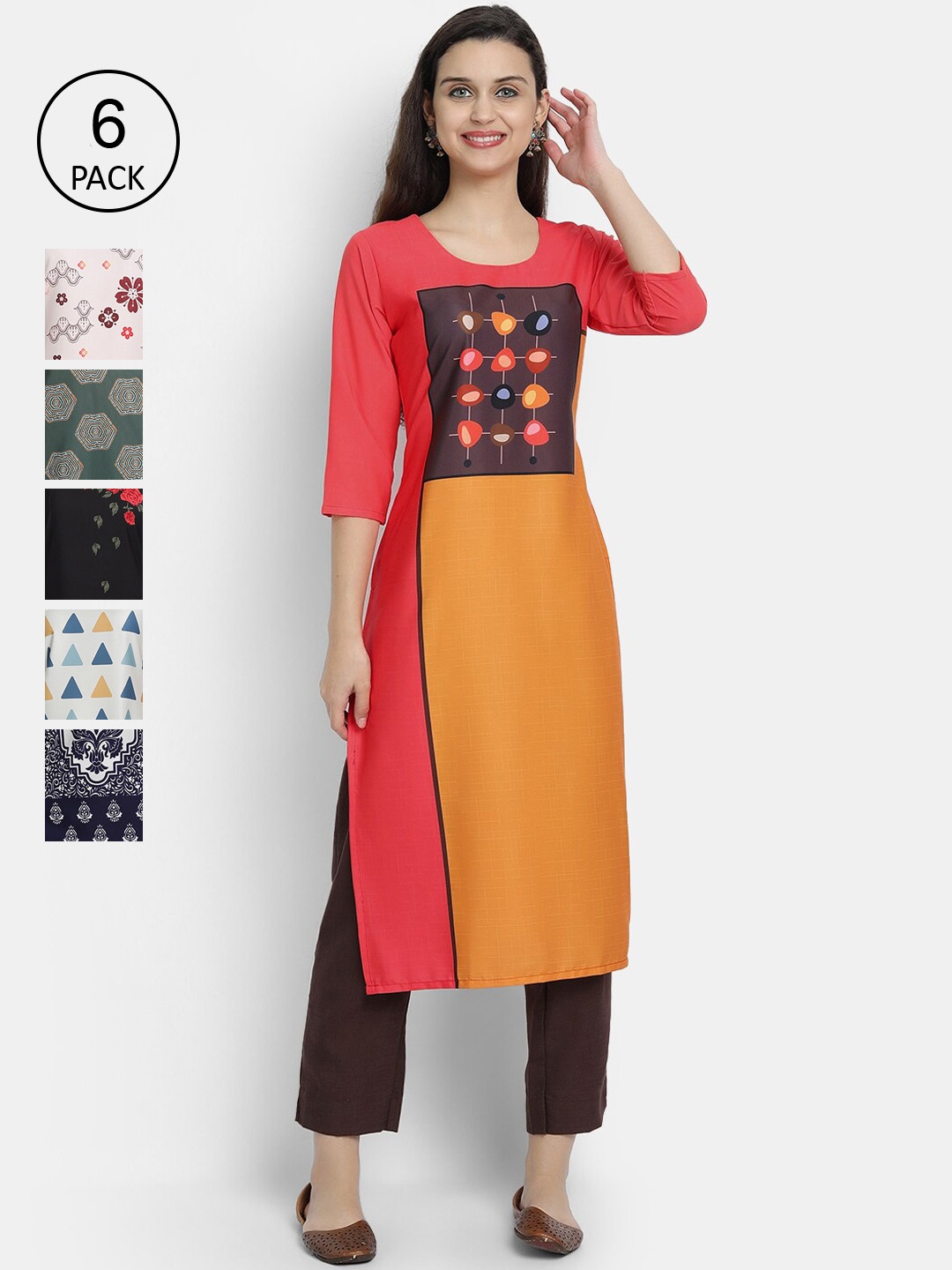 

7Threads Women Black & Green Ethnic Motifs Printed Crepe Kurta