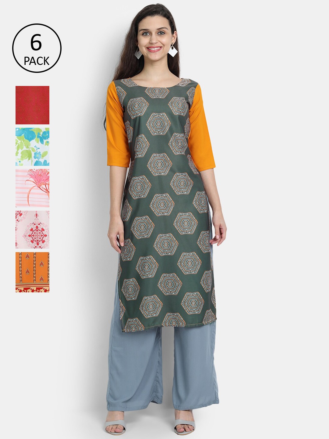 

7Threads Women Multicoloured Ethnic Motifs Printed Thread Work Crepe Kurta, Multi
