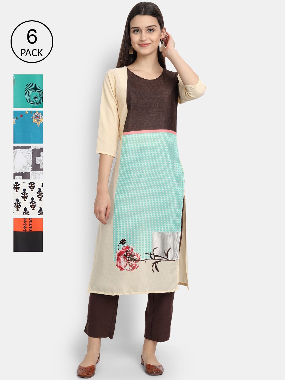 

7Threads Women Multicoloured Embroidered Crepe Kurta, Multi