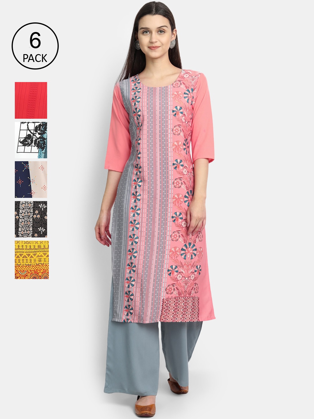 7Threads Women Multicoloured Ethnic Motifs Printed Crepe Kurta, Multi