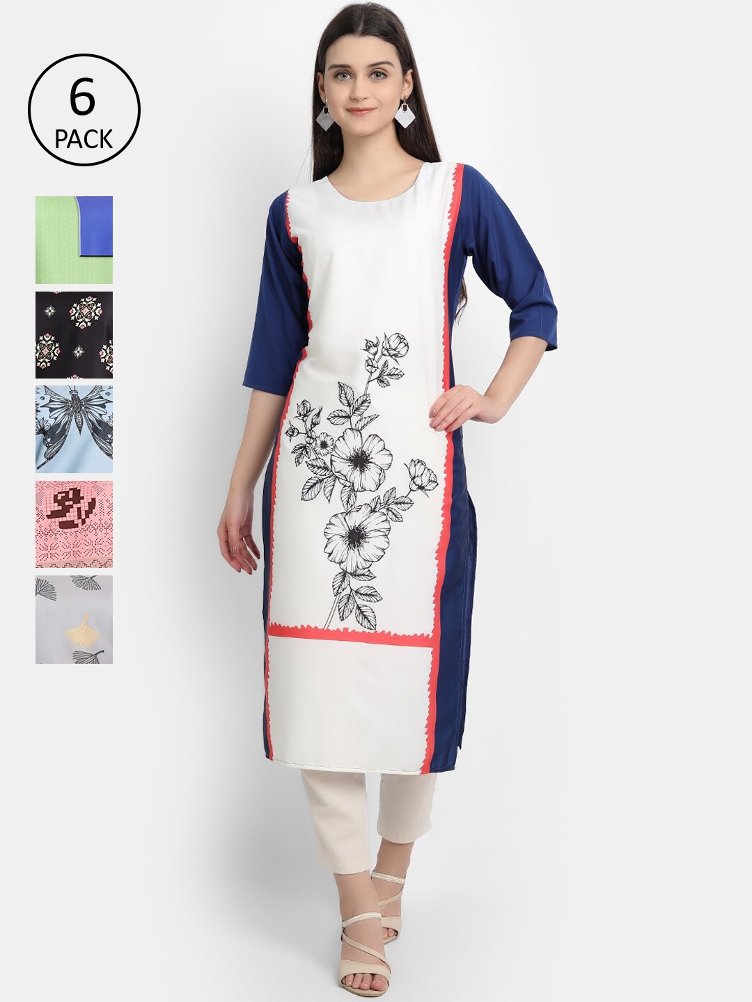 

7Threads Women Multicoloured Floral Printed Crepe Kurta, Multi