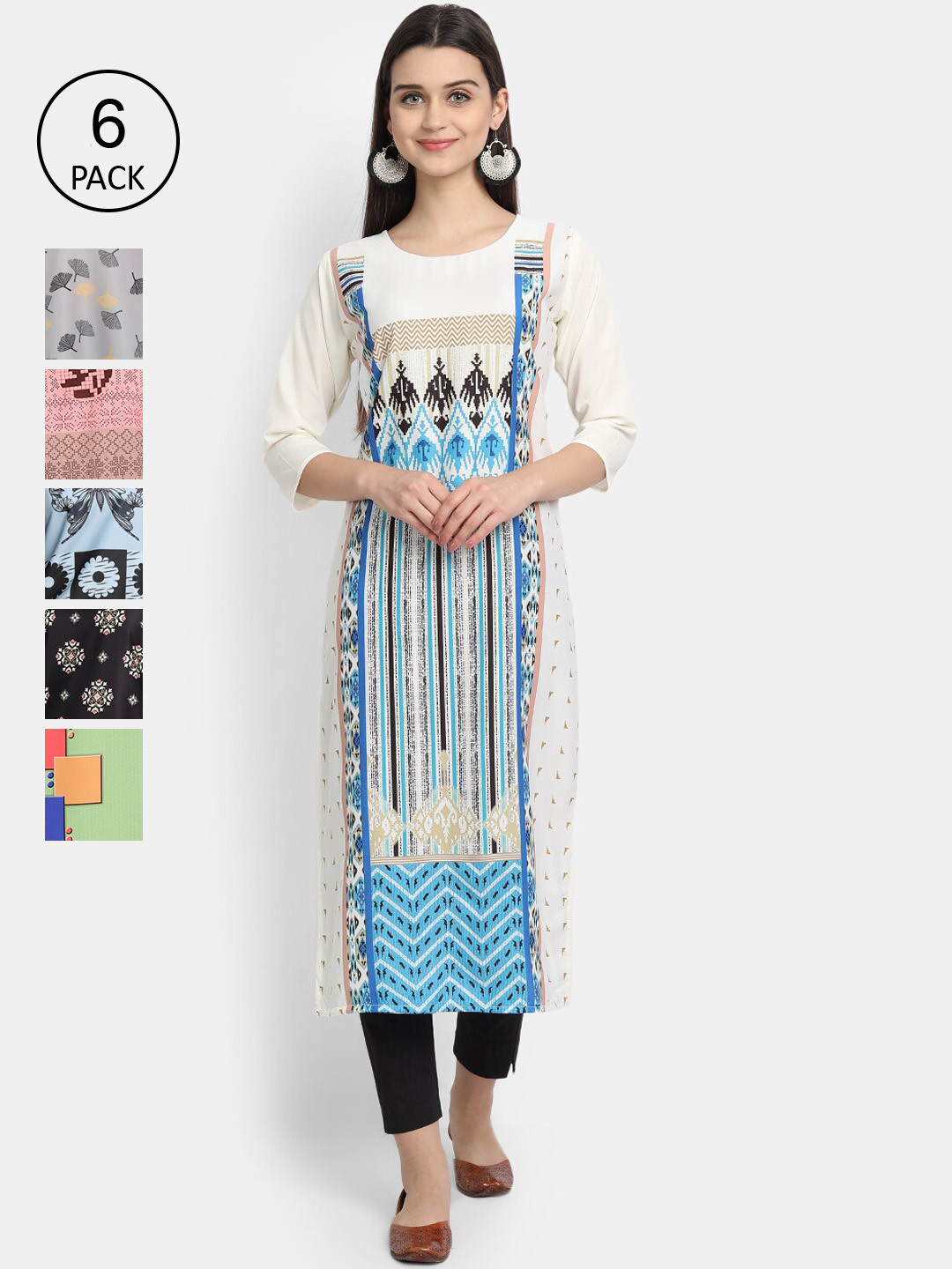

7Threads Women Multicoloured Ethnic Motifs Printed Crepe Kurta, Multi