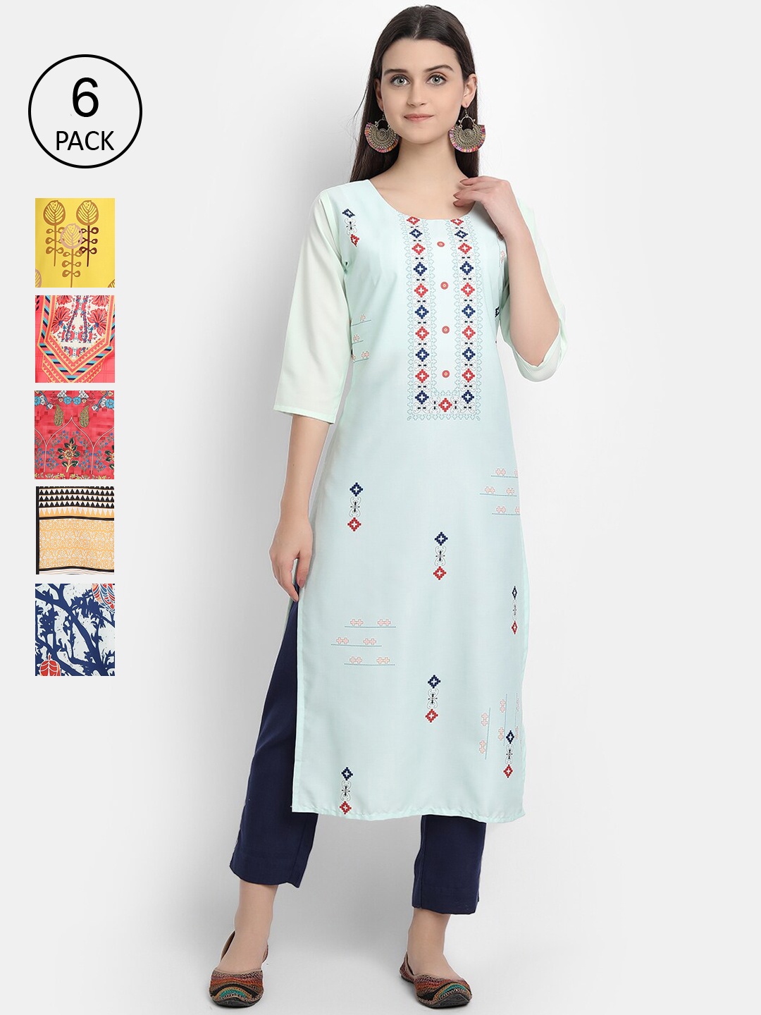 

7Threads Women Multicoloured Floral Embroidered Thread Work Crepe Kurta, Multi