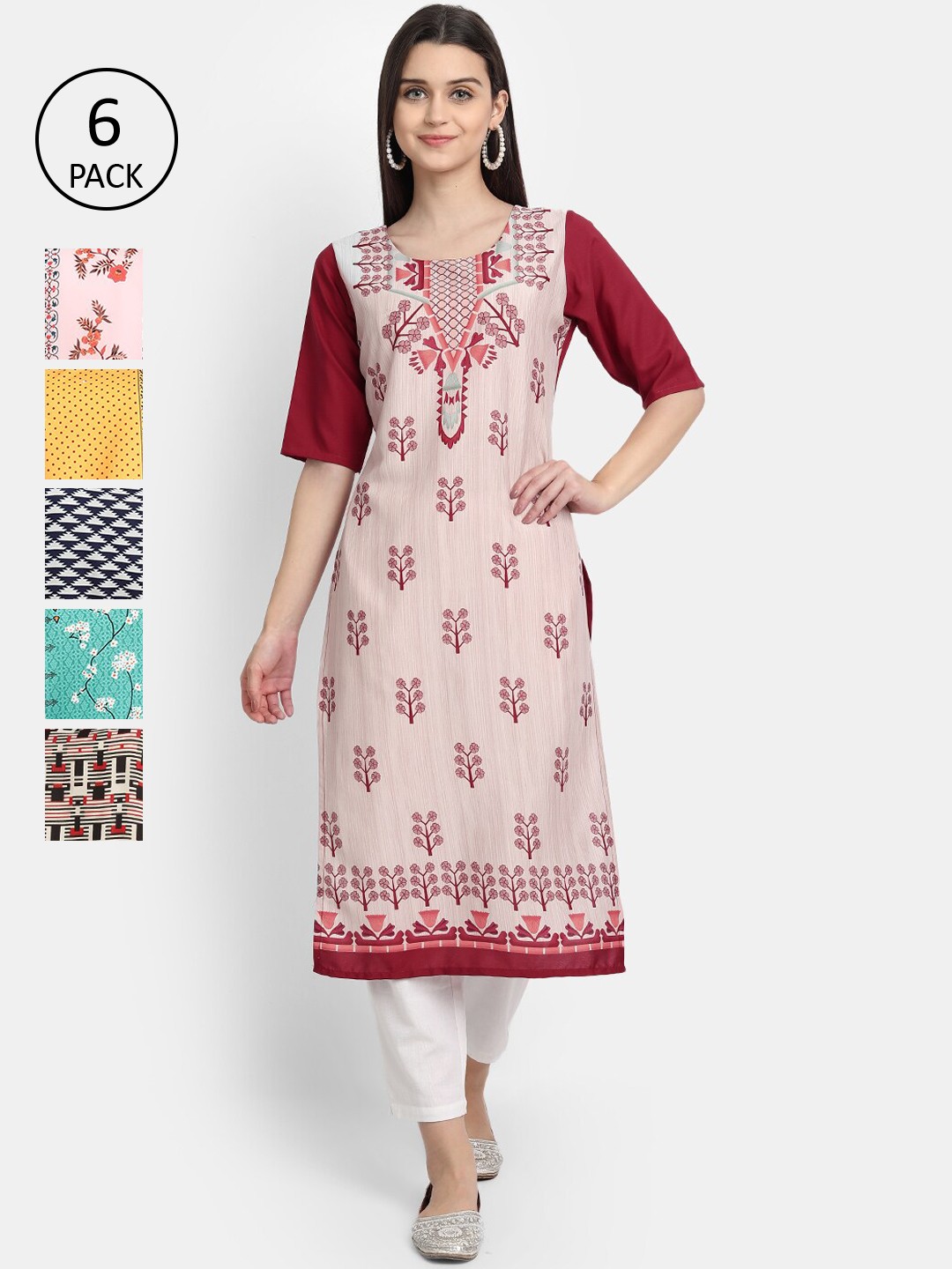 

7Threads Women Multicoloured Ethnic Motifs Printed Crepe Kurta, Multi