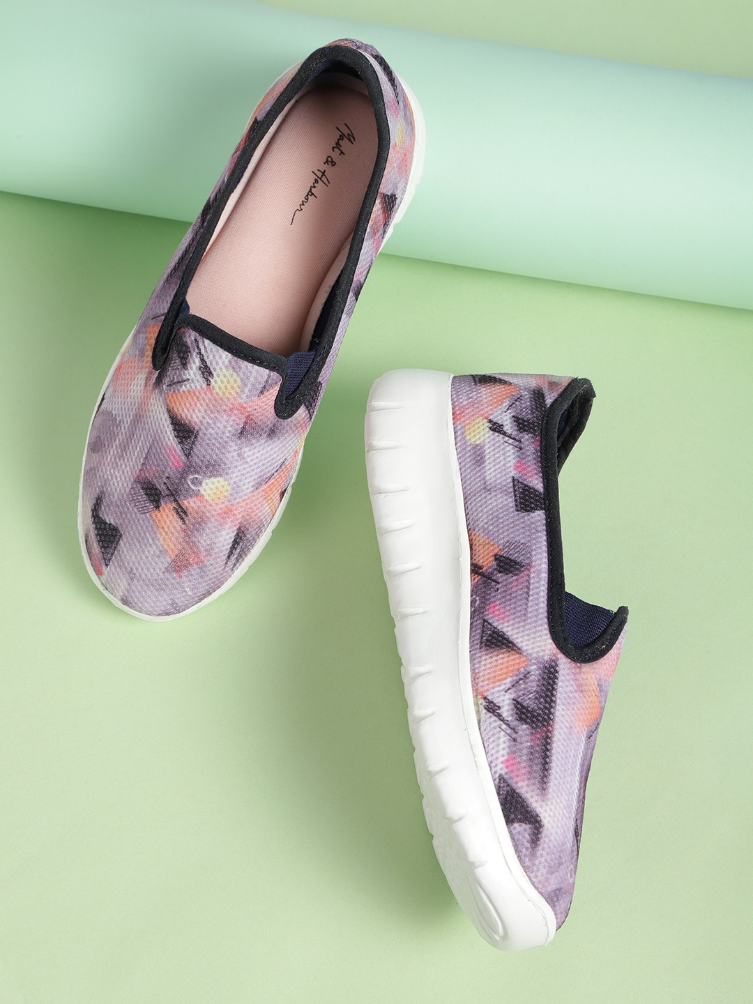 

Mast & Harbour Women White Printed Slip-On Sneakers