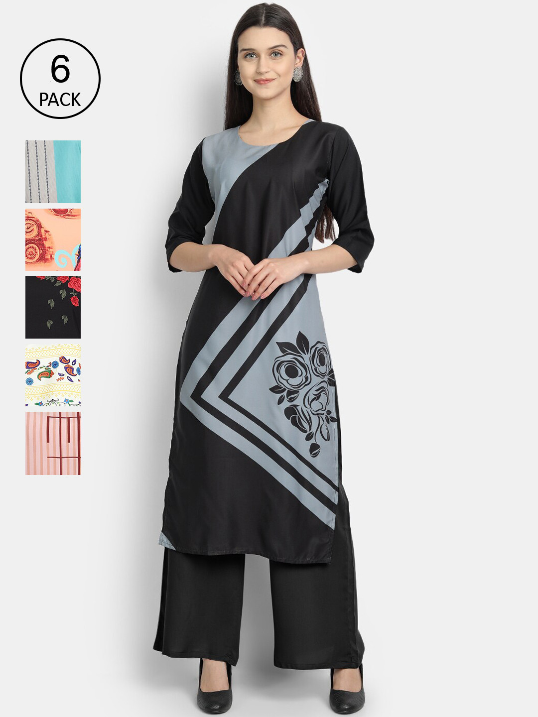 

7Threads Women Multicoloured Ethnic Motifs Printed Crepe Kurta, Multi