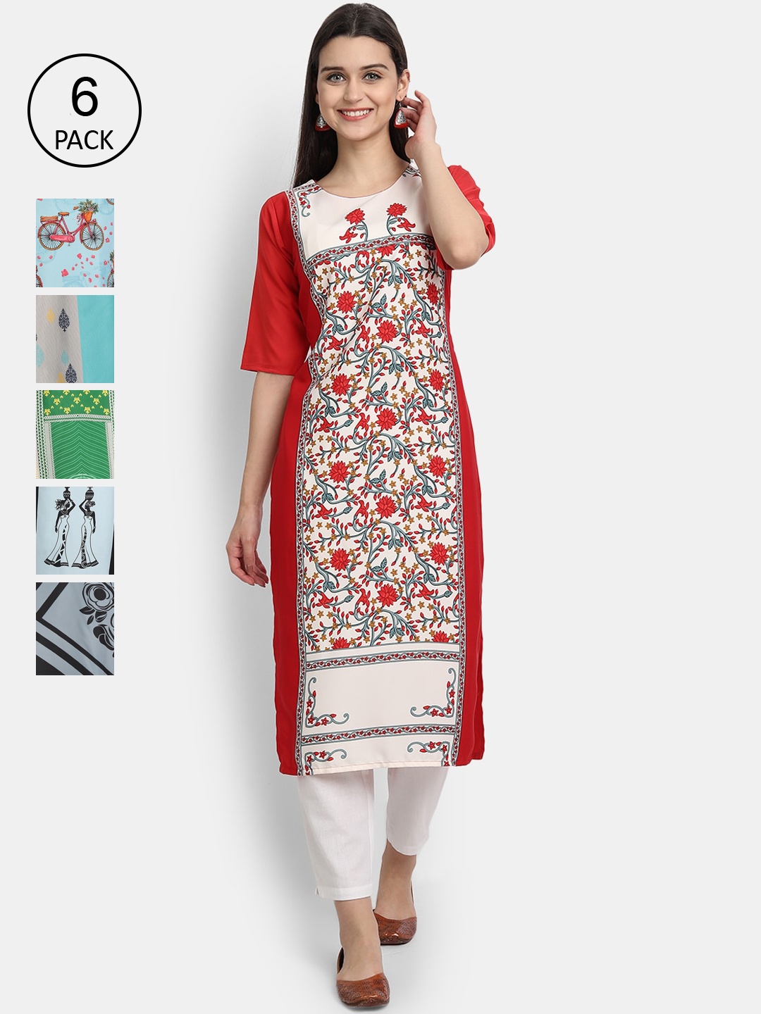 

7Threads Women Multicoloured Ethnic Motifs Printed Crepe Kurta, Multi