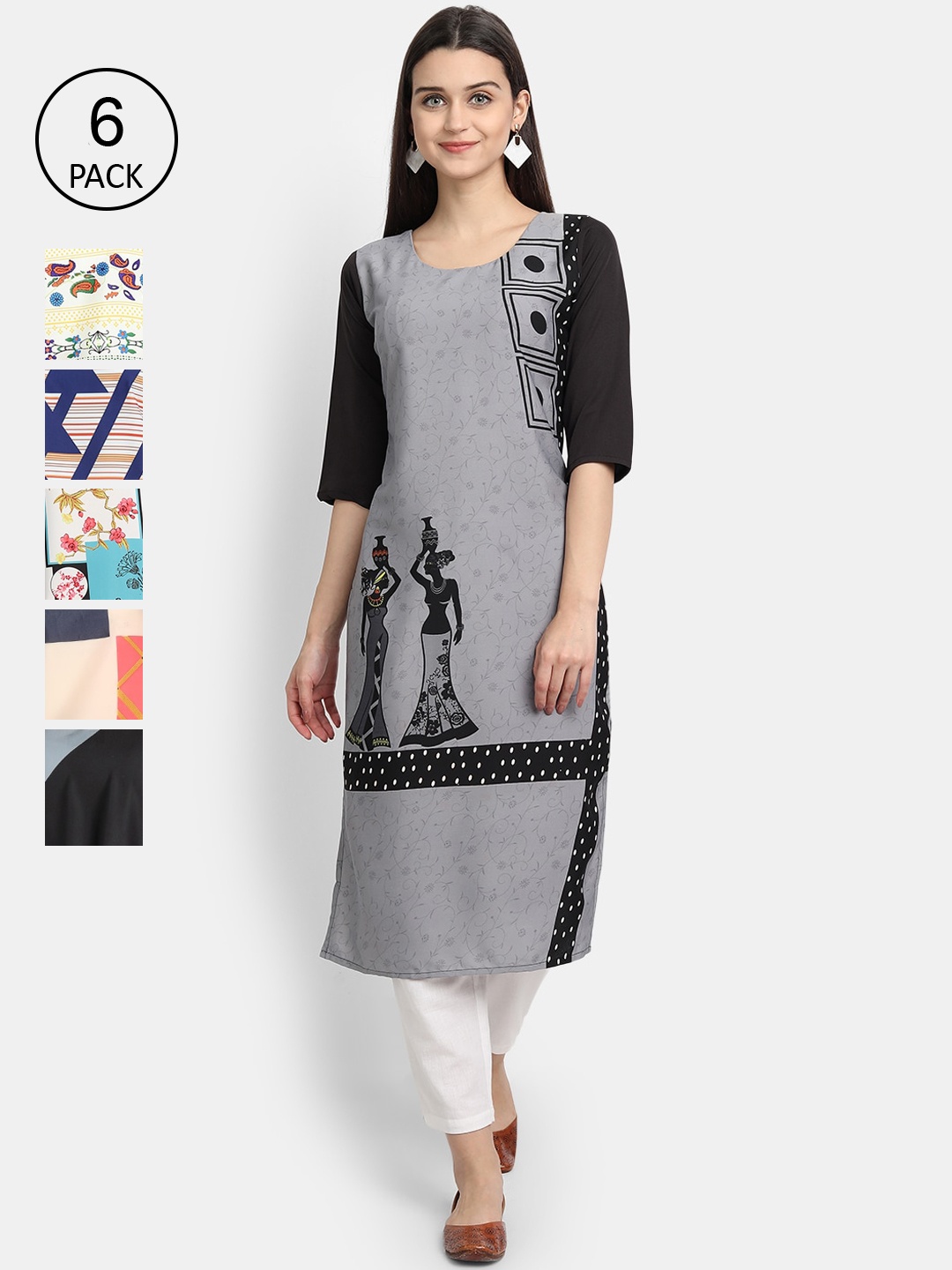 

7Threads Women Multicoloured Floral Printed Crepe Kurta, Multi