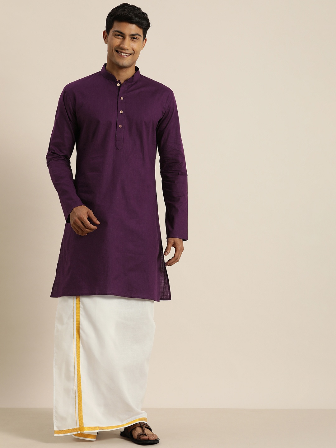 

VASTRAMAY Men Purple Kurta