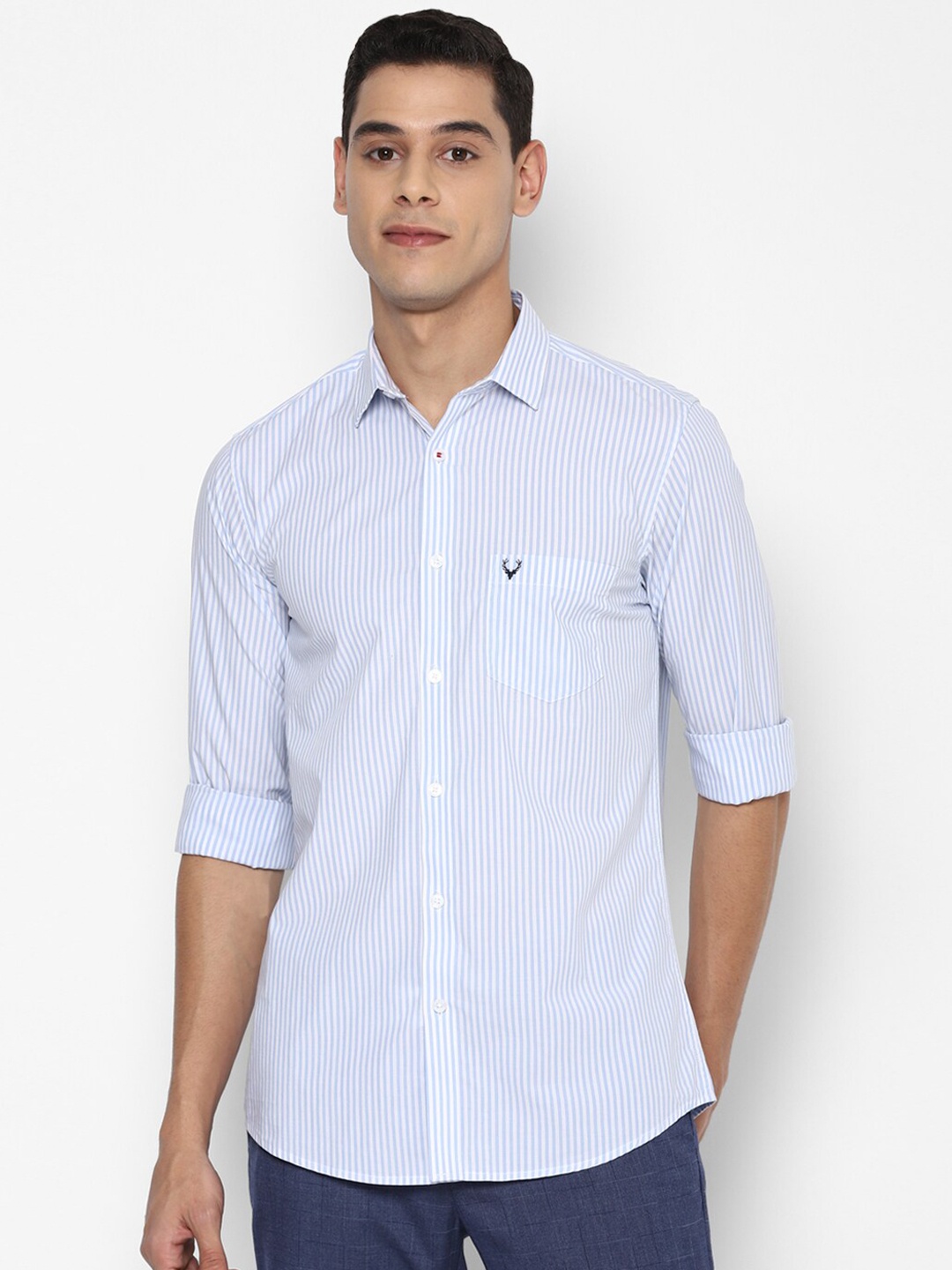 

Allen Solly Men Blue Slim Fit Striped Casual Shirt