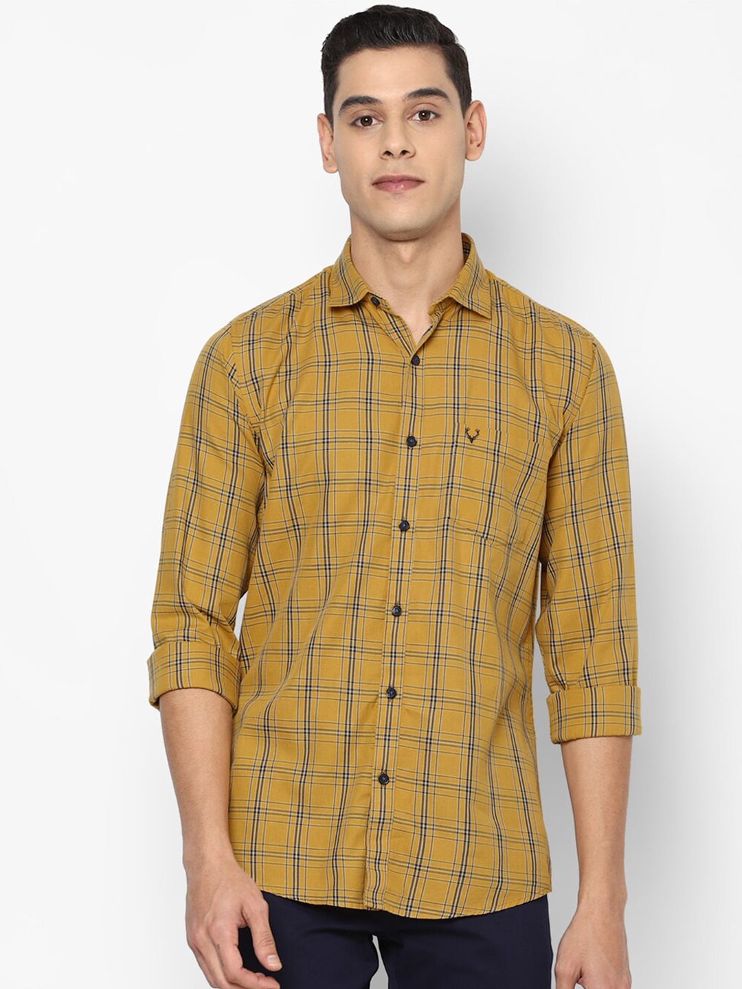 

Allen Solly Men Yellow Slim Fit Checked Casual Shirt