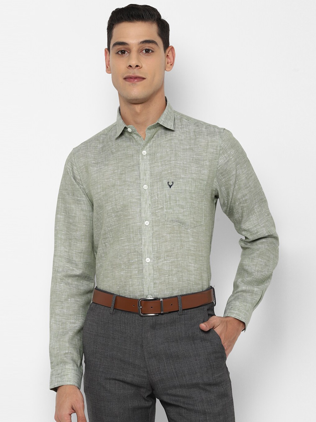 

Allen Solly Men Olive Green Slim Fit Formal Shirt