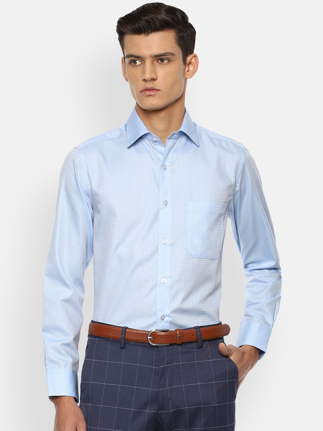 

Louis Philippe Men Blue Printed Formal Shirt